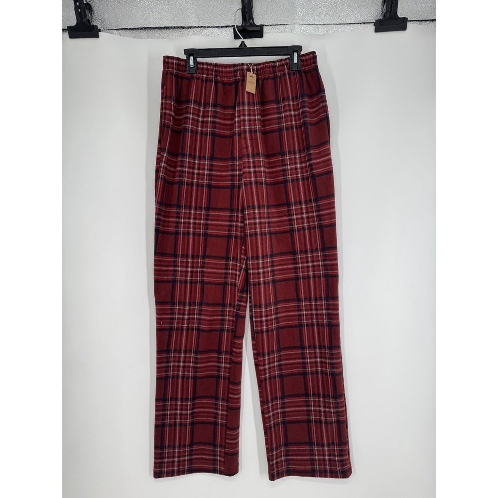 SKIMS Flannel Fleece Sleep Pajama Pants Marlot Red Plaid‎ Baggy Straight Leg S